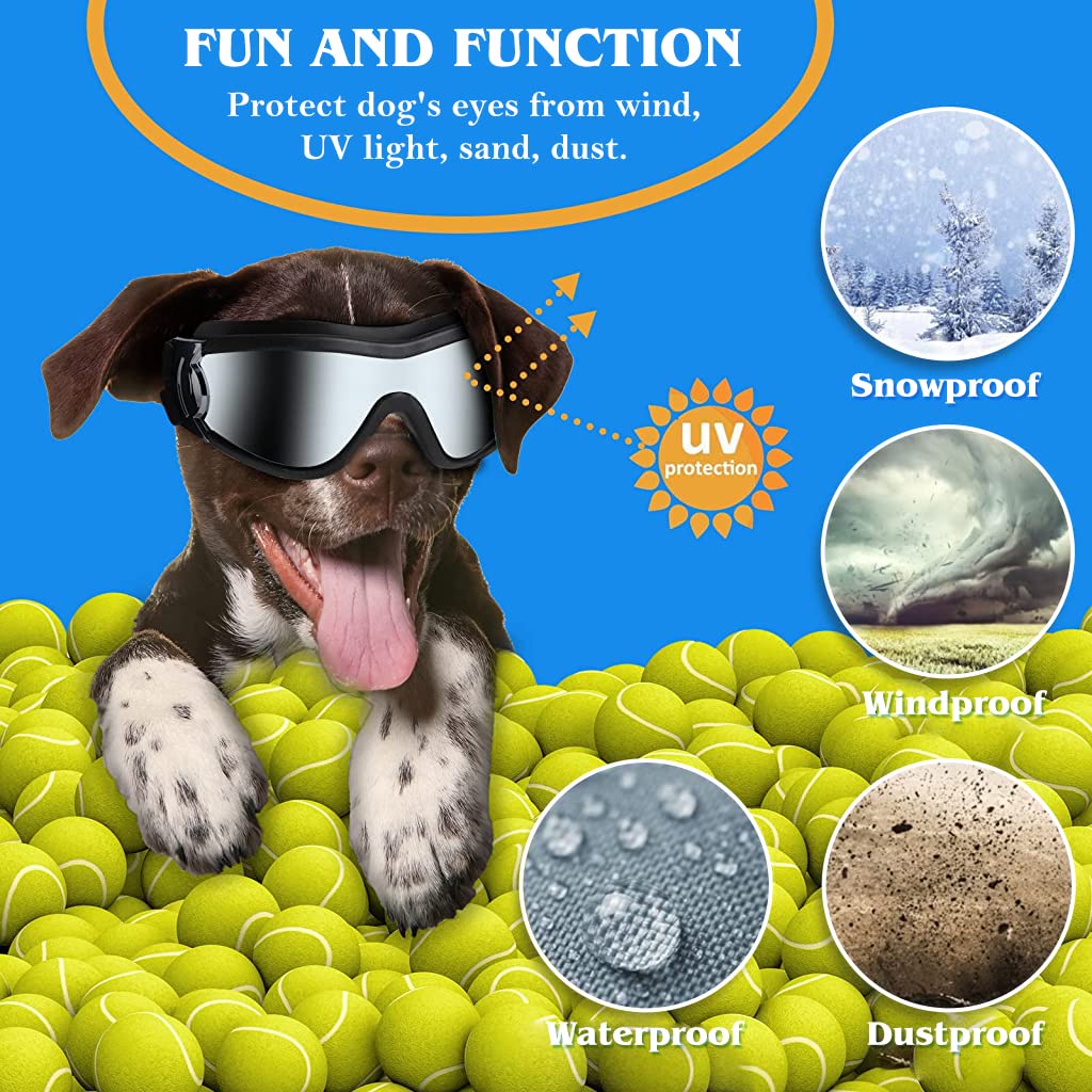 Qpets Dog Goggles Sunglasses for Outdoor Walking, Windproof Dustproof Goggle for Dogs UV Protection Goggles with Dual Adjustable Straps for Medium or Large Dog Fun Goggle for Dogs Qpets Dog Goggles Sunglasses for Outdoor Walking, Windproof Dustproof Goggle for Dogs UV Protection Goggles with Dual Adjustable Straps for Medium or Large Dog Fun Goggle for Dogs